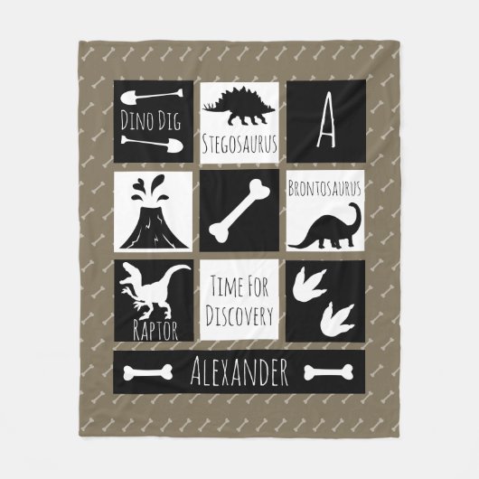 Couverture Polaire Dinosaure préhistorique Dig & Nom (Devant)