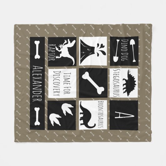 Couverture Polaire Dinosaure préhistorique Dig & Nom (Devant (Horizontal))