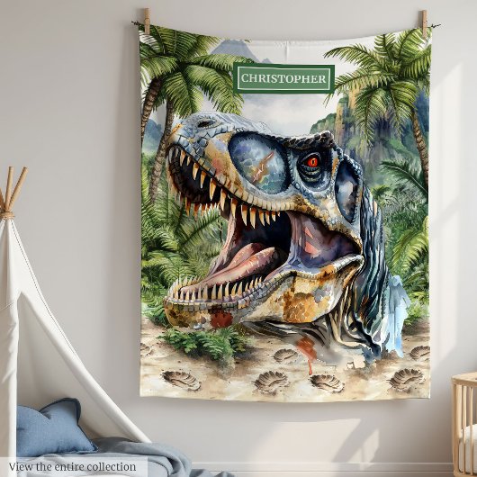 Couverture Polaire Dinosaure sauvage Nom personnalisé pour les garçon