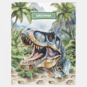 Couverture Polaire Dinosaure sauvage Nom personnalisé pour les garçon (Devant)