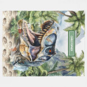 Couverture Polaire Dinosaure sauvage Nom personnalisé pour les garçon (Devant (Horizontal))