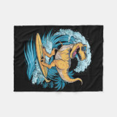 Couverture Polaire Dinosaure T-rex surfeur de plage  (Devant (Horizontal))