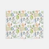 Couverture Polaire Dinosaures aquarelle pour enfants (Devant (Horizontal))
