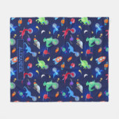 Couverture Polaire Dinosaures astronautes à l'aquarelle dans l'espace (Devant (Horizontal))