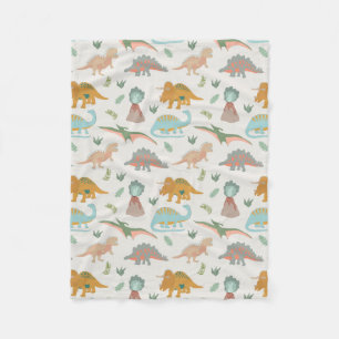 Couverture Polaire Dinosaures Enfants Dessinés à la Main Boho Chambre