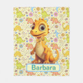 Couverture Polaire Dinosaures Et Fleurs Personnalisés (Devant)