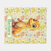 Couverture Polaire Dinosaures Et Fleurs Personnalisés (Devant (Horizontal))