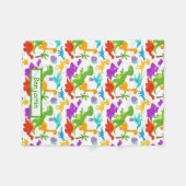 Couverture Polaire Dinosaures mignon vert pourpre enfants Graphique (Devant (Horizontal))