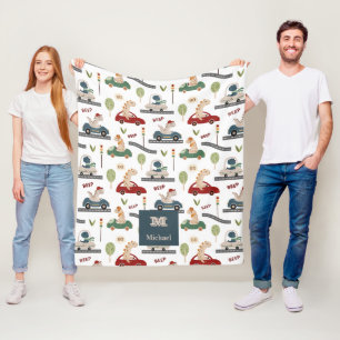 Couverture Polaire Dinosaures personnalisés conduisant dans des conte