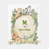 Couverture Polaire Dinosaures pour bébés tropicaux Nom du monogramme (Devant)