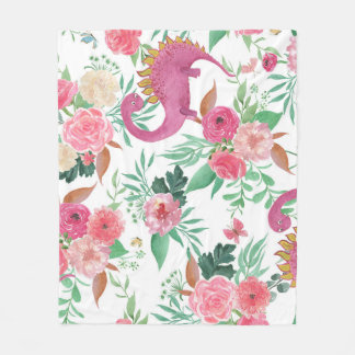 Couverture Polaire Dinosaures Vintage motif floral