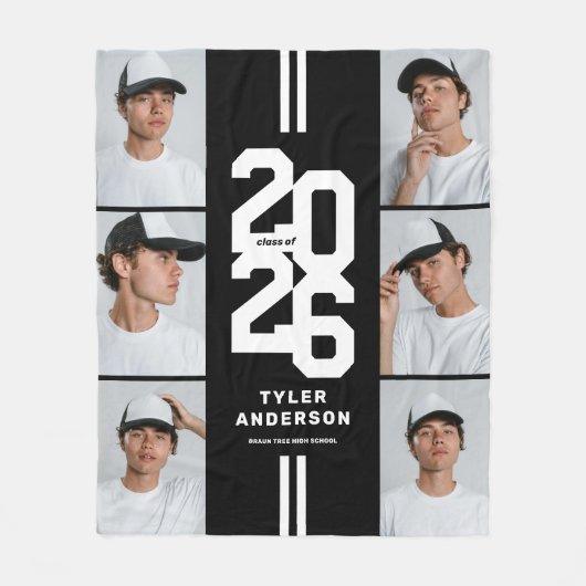 Couverture Polaire Diplôme d'athlétisme noir Photo Collage Graduation (Devant)