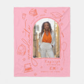 Couverture Polaire Diplômé en photo rose orange (Devant)