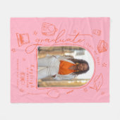 Couverture Polaire Diplômé en photo rose orange (Devant (Horizontal))