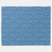 Couverture Polaire Ditsy Dainty Boho Floral Line Art Dessin en bleu (Devant (Horizontal))