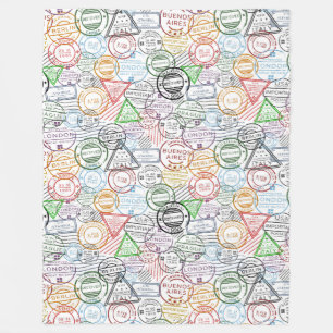 Couverture Polaire Diverses villes rétro marquage postal motif