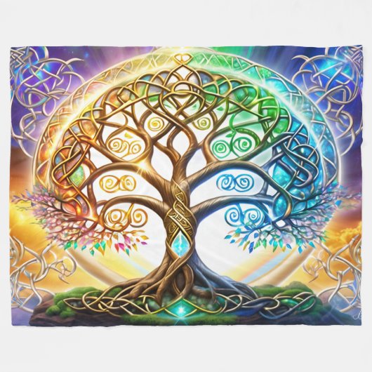 Couverture Polaire Diversité éternelle : L'arbre de vie Élégance celt (Devant (Horizontal))