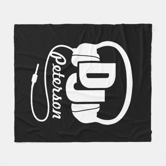 Couverture Polaire DJ noir & blanc ajouter votre nom (Devant (Horizontal))