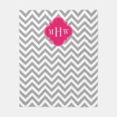Couverture Polaire Dk Grey Lg Chevron Raspberry Quatrefoil 3 Monogram (Devant)