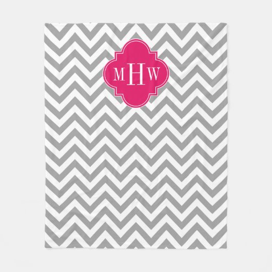 Couverture Polaire Dk Grey Lg Chevron Raspberry Quatrefoil 3 Monogram (Devant)