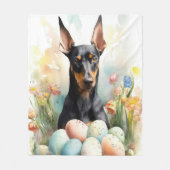 Couverture Polaire Doberman avec œufs de Pâques (Devant)