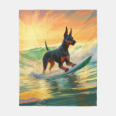 Couverture Polaire Doberman Beach Surf Peinture (Devant)
