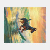 Couverture Polaire Doberman Beach Surf Peinture (Devant (Horizontal))