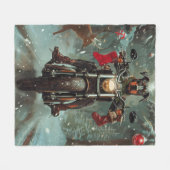 Couverture Polaire Doberman Chien équitation Moto Noël (Devant (Horizontal))