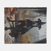 Couverture Polaire Doberman Citrouille Halloween effroi (Devant (Horizontal))