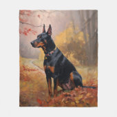 Couverture Polaire Doberman en automne Feuilles automne Inspire (Devant)
