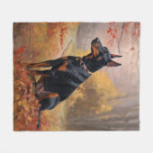 Couverture Polaire Doberman en automne Feuilles automne Inspire (Devant (Horizontal))