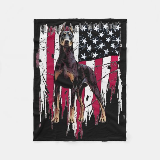Couverture Polaire Doberman Pinscher American Flag Usa Awesome  (Devant)
