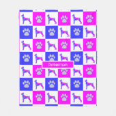 Couverture Polaire Doberman Pinscher Dog & Paw Hot Pink et Blue (Devant)
