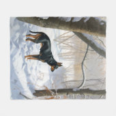 Couverture Polaire Doberman Pinscher Laisser Neige Noël (Devant (Horizontal))