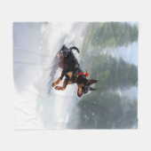 Couverture Polaire Doberman Pinscher neige de Noël hiver (Devant (Horizontal))