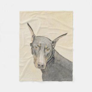 Couverture Polaire Doberman Pinscher Peinture - Art Chien original