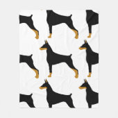 Couverture Polaire Doberman Pinscher silhouette noire et bronzée (Devant)
