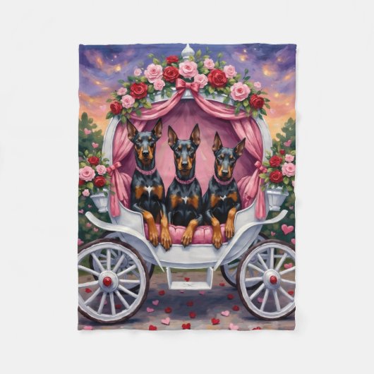 Couverture Polaire Doberman Saint-Valentin  (Devant)