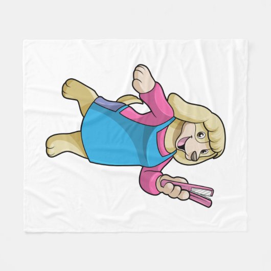 Couverture Polaire Dog as Hairdresser with Comb (Devant (Horizontal))