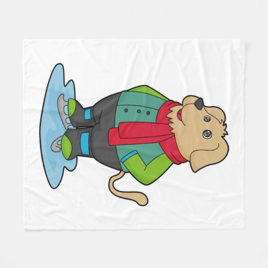 Couverture Polaire Dog at Ice skating with Ice skates (Devant (Horizontal))