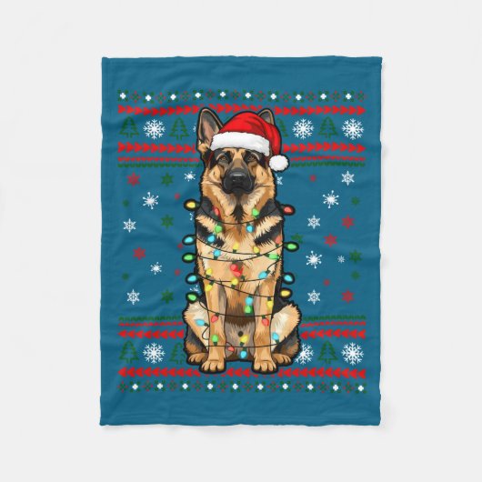 Couverture Polaire Dog Christmas, German Shepherd Christmas Lights Ug (Devant)