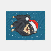 Couverture Polaire Dog Holiday Meranian Dog Santa Illustration - Fluf (Devant (Horizontal))