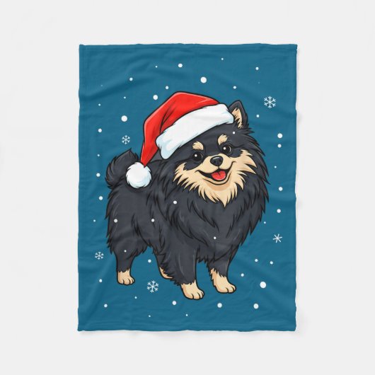 Couverture Polaire Dog Holiday Meranian Dog Santa Illustration - Fluf (Devant)