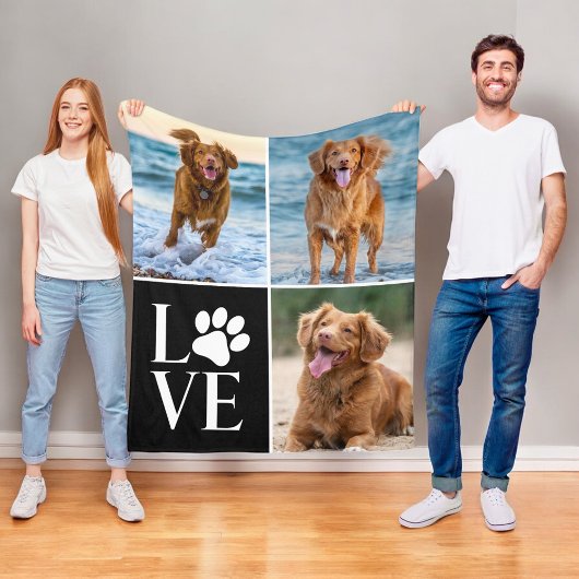 Couverture Polaire Dog Lover Heart Love Photo Collage Pet