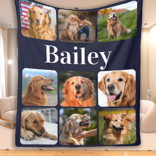 Couverture Polaire Dog Lover Pet Photo Collage Personalized Monogram
