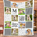 Couverture Polaire DOG MOM Photo personnalisée Collage Quilt unique<br><div class="desc">Chien Maman - Mon meilleur ami a des pattes ! Célébrez votre meilleur ami avec une couverture photo collage personnalisée pour animaux de compagnie! Cette couverture amoureux des chiens unique comprend 6 de vos photos préférées, du plaid de buffle noir et blanc, des empreintes de pattes et des os d'aquarelle...</div>