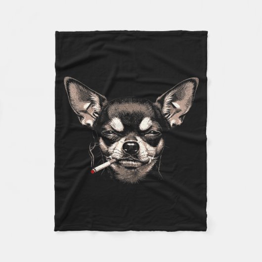 Couverture Polaire Dog Smoking Cigarette Funny Chihuahua Meme Men Wom (Devant)