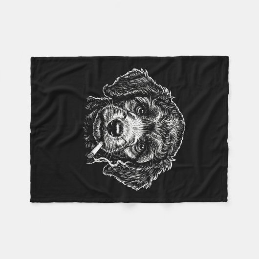 Couverture Polaire Dog Smoking Cigarette Funny Poodle Meme  (Devant (Horizontal))