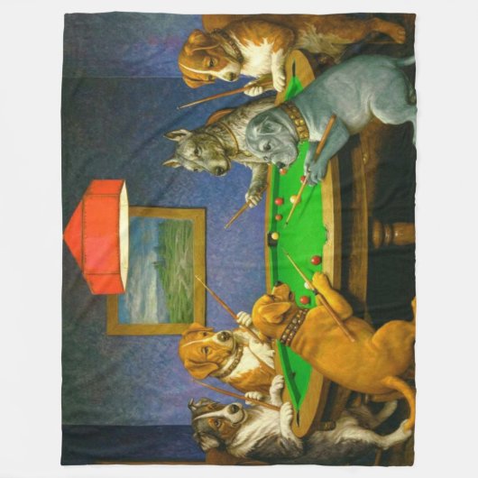 Couverture Polaire Dogs Playing Snooker Billiards Fun Spoof (Devant)