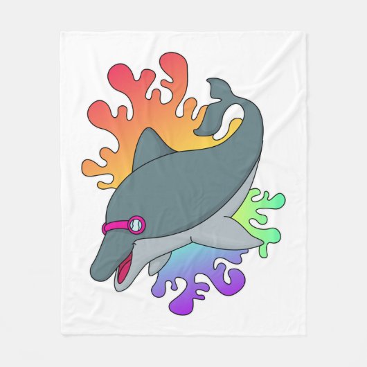 Couverture Polaire Dolphin at Swimming with Swimming goggles (Devant)
